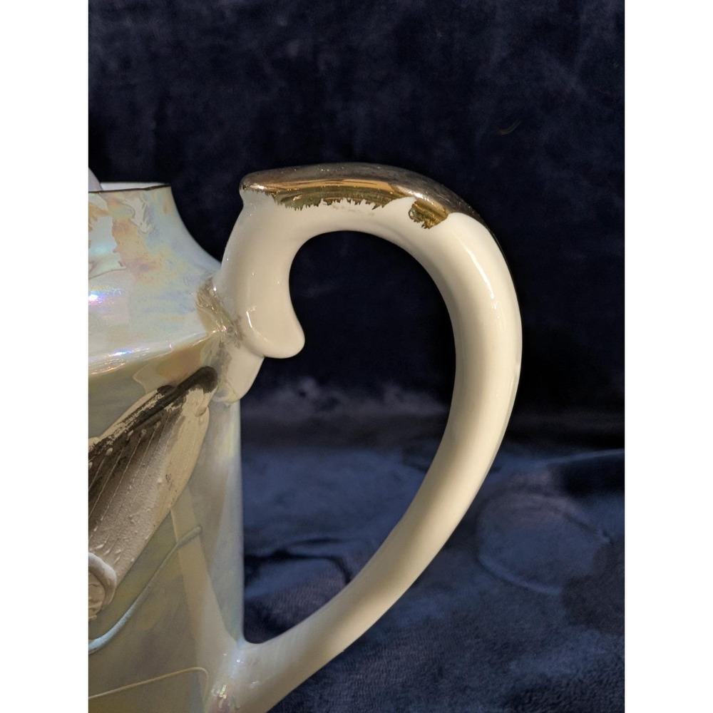 Japanese Iridescent 17pc Tea Set Dragonware Lusterware Moriage Geisha Lithophane - Picture 7 of 16